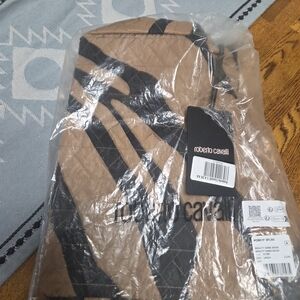 Roberto Cavalli Tan and Black Quilted Bag